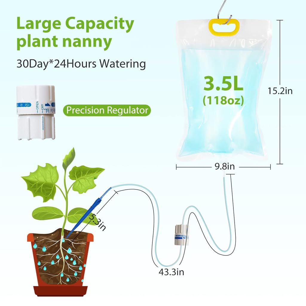 HASTHIP Drip Irrigation Kit for Garden Home Office with 3500ml Water Bag and Slow Release Control Valve Switch, Adjustable Self-Watering Devices for Pots Plant
