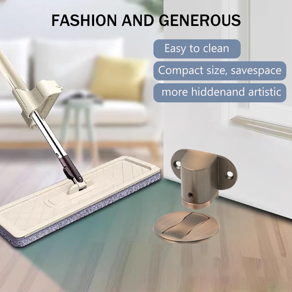 HASTHIP Magnetic Door Stopper, Door Stopper Floor Mount Adjustable No Drill Invisible Adhesive Magnet Door Catch Holders Wall Protector for Bedroom, Living Room, Bathroom