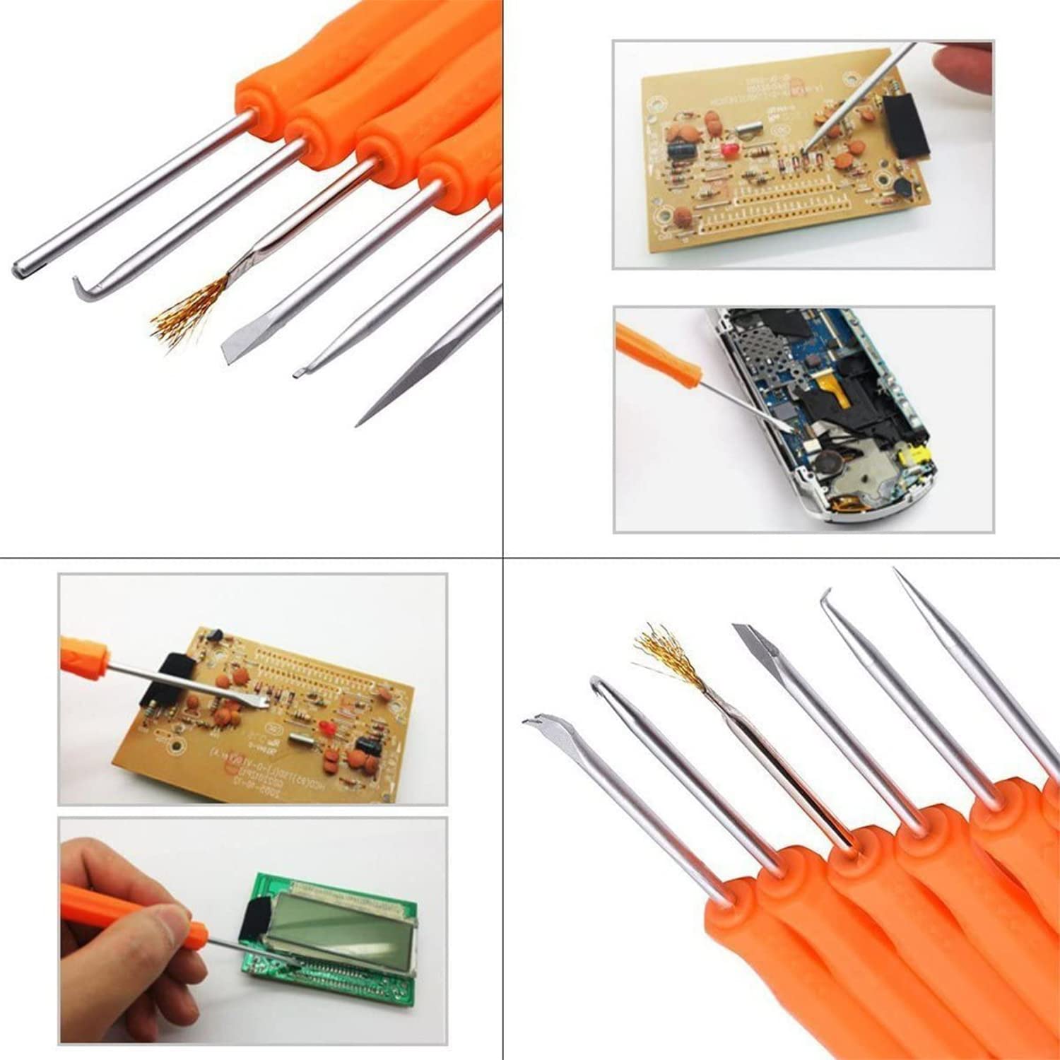 Serplex Corslet Soldering Tool Kit with Adjustable Temperature Welding Iron, 5 Tips, Desoldering Pump, 2 Tweezers, Tin Wire Tube, Stand and 6 Aid Tools (SOLDERING IRON KIT), Multicolour, Plastic, Steel