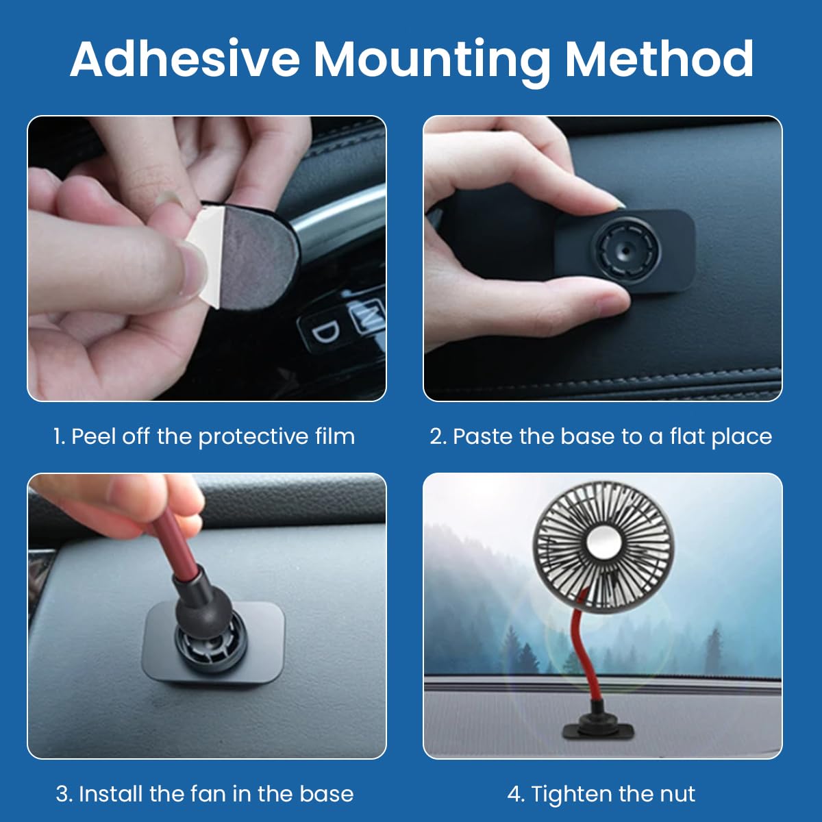 STHIRA Car Fan USB Fan for Car Headrest & Dashboard 5-Blade Strong Wind DC Fan with 3 Speed Settings 360° Flexible Arm & 1.8m Cable Mini Fan for Car Dual Installation Options Electric Fan
