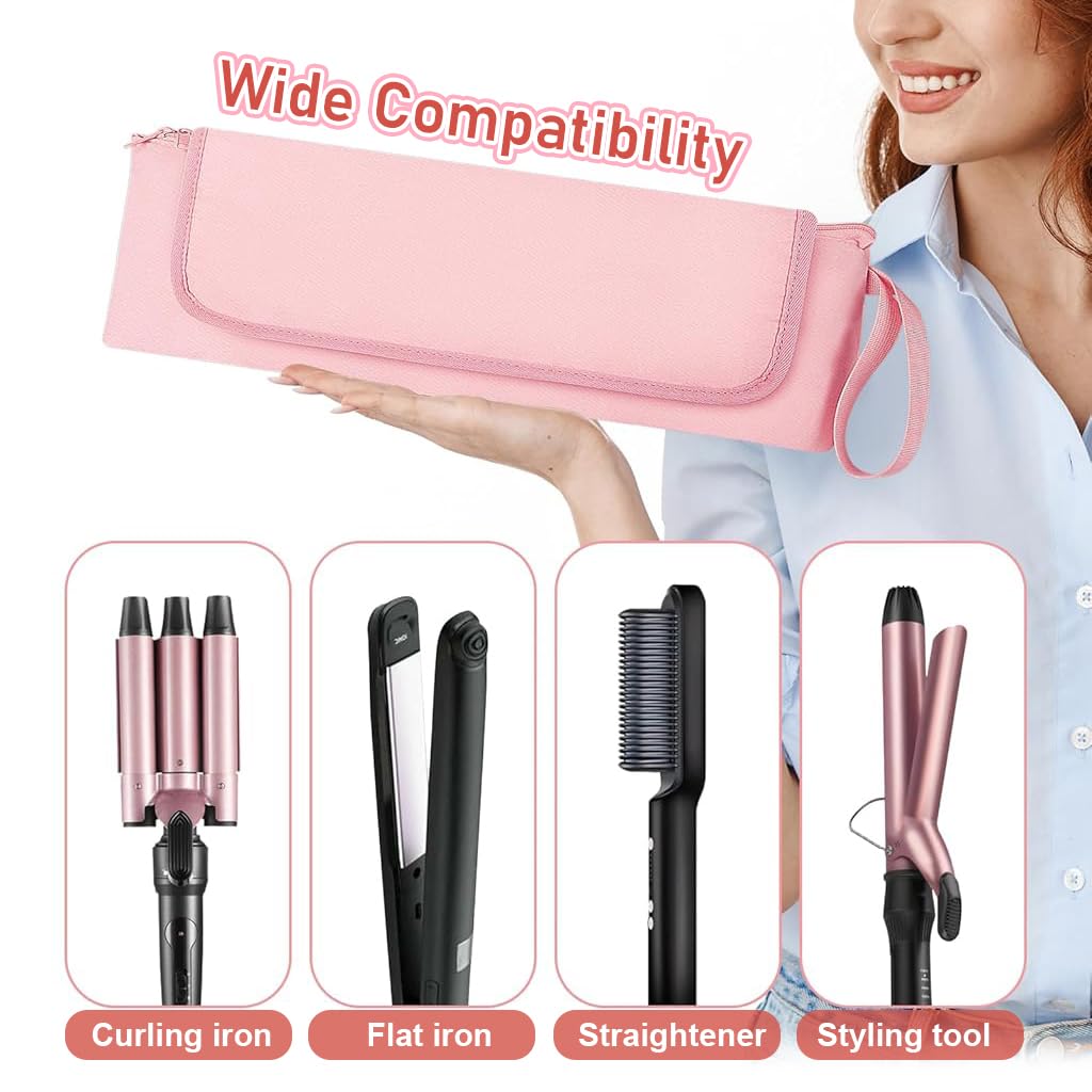 MAYCREATE Hair Tools Travel Bag and Heat Resistant Mat for Flat Iron, Straightener, Curling Iron, Hot Tools and Haircare Accessories, Hair Travel Bag