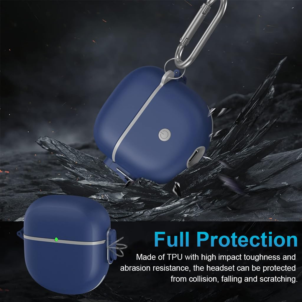 ZORBES Protective Case for QuietComfort Earbuds II 2022, Shockproof Case for QuietComfort Earbuds II Charging Case Charging Case TPU Protective Cover with Lanyard and Keychain (Blue)