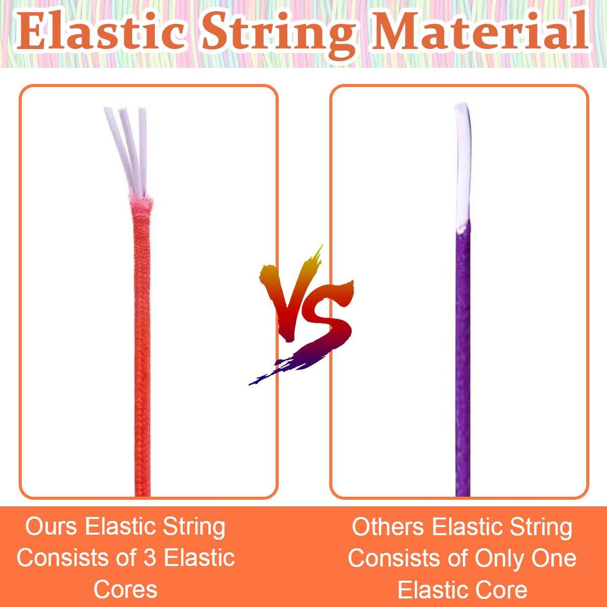 HASTHIP Stretchy Bracelet String 1mm Rainbow Elastic String for Bracelet, Sturdy Beading Thread Cord for Jewelry Making Necklaces DIY Crafts