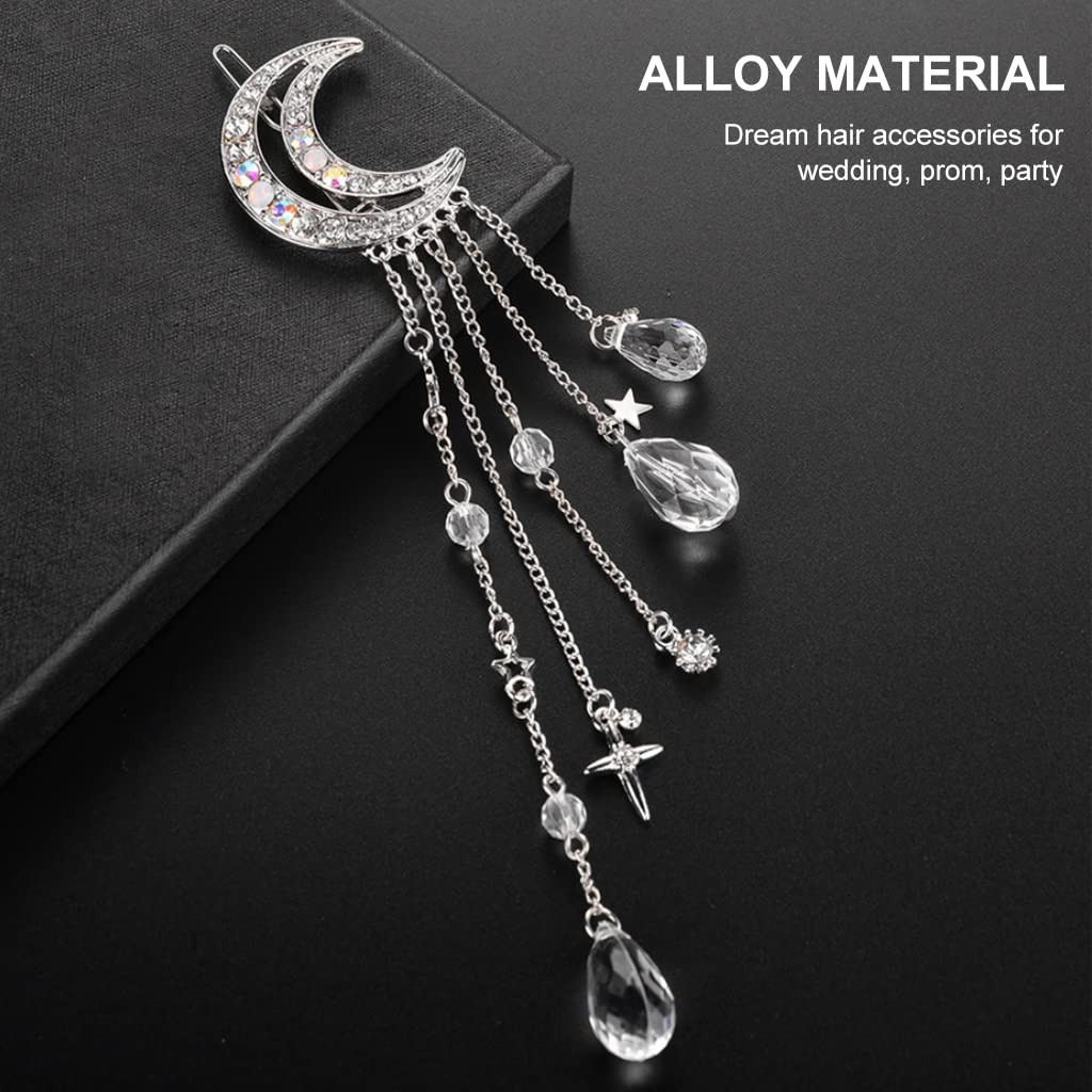 PALAY Rhinestone Hair Clips for Women Stone, Ladies Hair Clips for Women Girls Bridal Headpieces Moon Tassel Hair Pins Hair Barrets Hair Accessories
