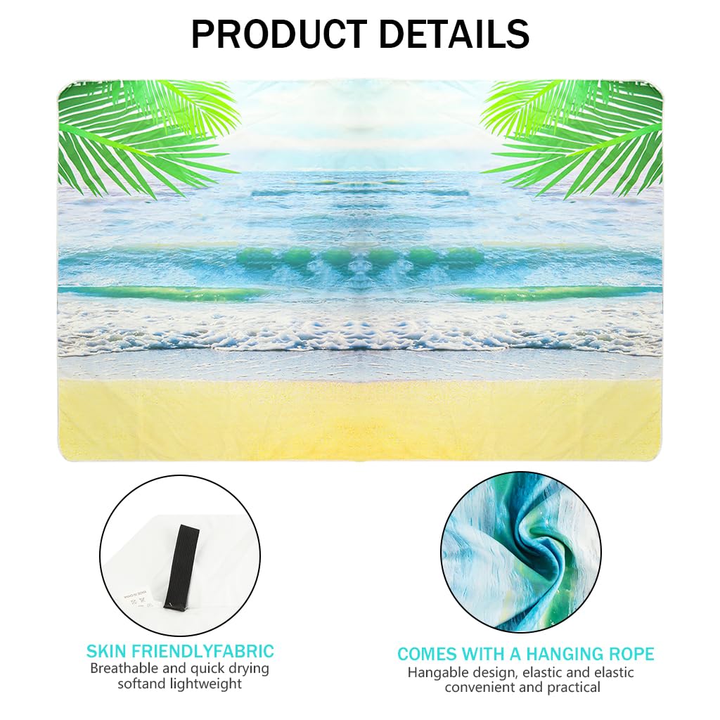 PALAY Beach Towel Micro Fiber Beach Blanket with Storage Mesh Bag Large Quick Dry Fitness Towel Fashion Print Beach Towel Blanket Yoga Mat Multipurpose Towel, 31x60 Inches