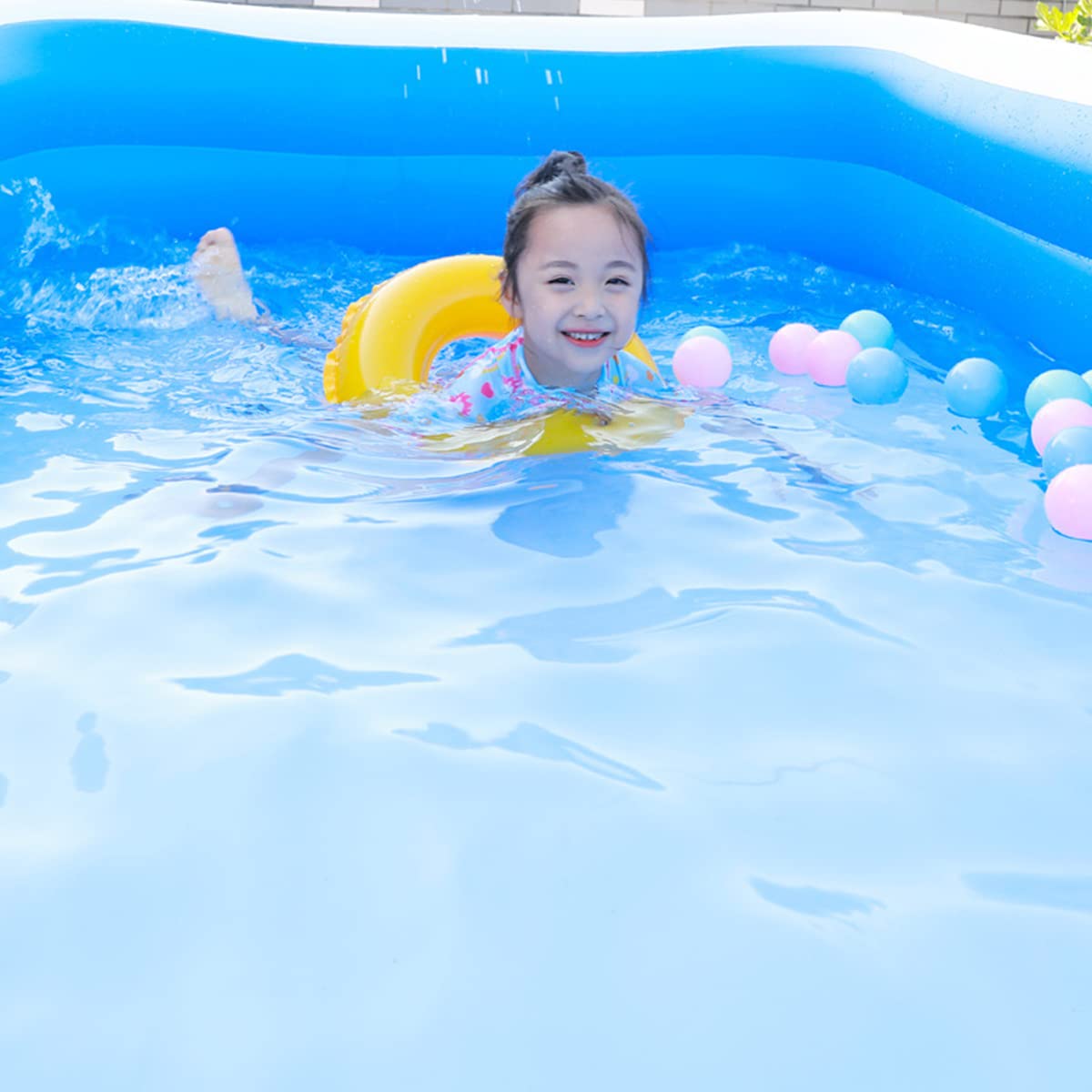 Proberos 300*190*75cm Swimming Pool for Adults Kids with Electric Air Pump, Large 4-tier Independent Thicken PVC Inflatable Swimming Pool for Fun Indoor Outdoor Summer Activities