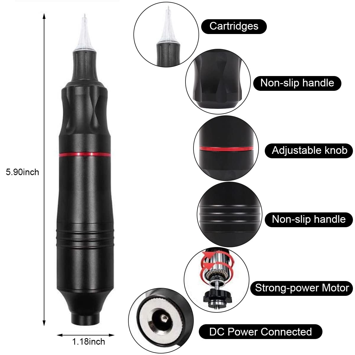 MAYCREATE Tattoo Machine with 20 Needles Cartridge, Tattoo Machine Full Kit Tattoo Pen Machine, Rotary Tattoo Machine Shader & Liner Machine Tool Tattoo Needles for Professional Tattoo Beginners