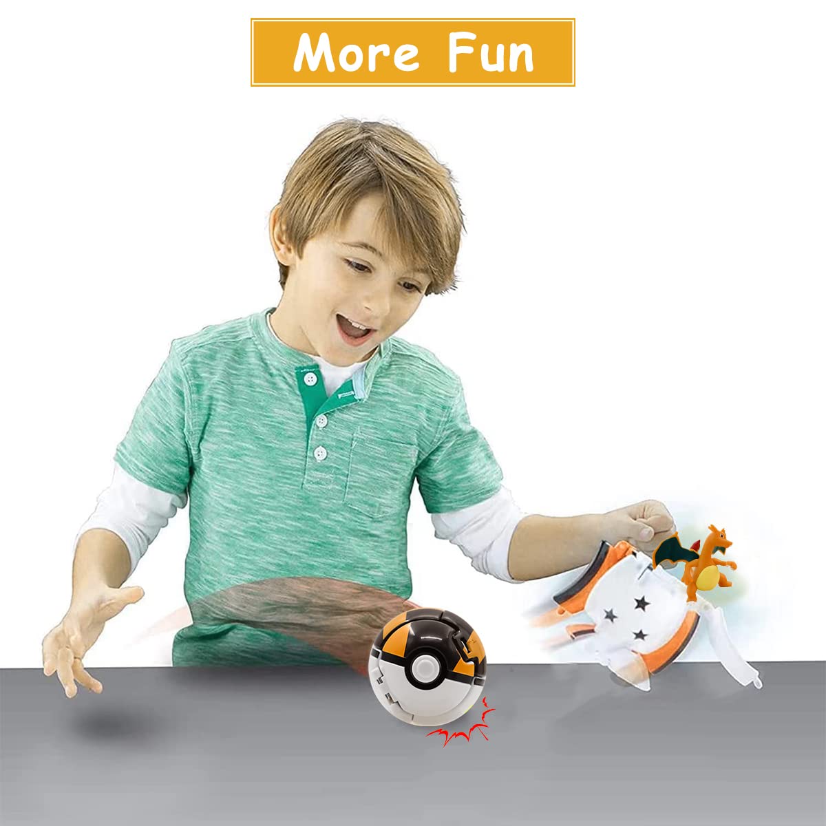 PATPAT Poke-mon Toy Charizard Figures with Poke-mon Ball Toy Figures Poke-mon Charizard Figures Toy Desk Decoration Birthday Gift Children's Day Gift Toy for Kids (Charizard)