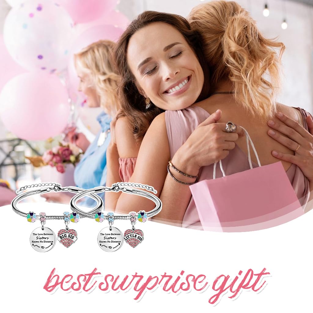 SANNIDHI 1 Pair Sisters Bracelet Friendship Bangles Stainless Steel Sisters Friendship Bangles Adjustable Sisters Bangle Raksha Bandhan Gift for Sisters BFF Friendship Bangle Jewelry Gift for Sisters