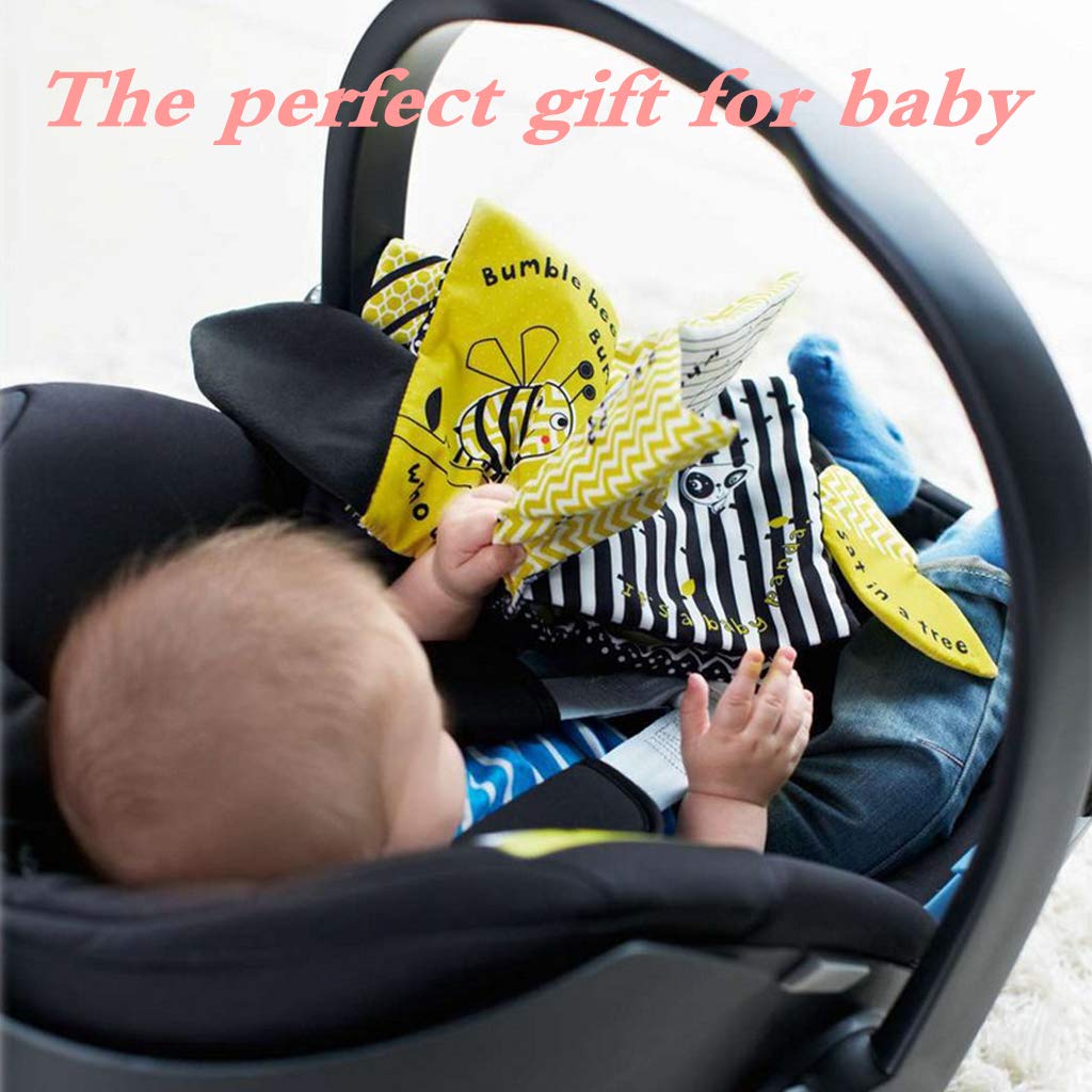 SNOWIE SOFT Amycute Crinkle Baby Cloth Books for Babies Toddlers, Nontoxic Soft Fabric Baby Educational Learning Toy Books for 0 - 6 Months/One Years Old Birthday Party (Bumble Bee)