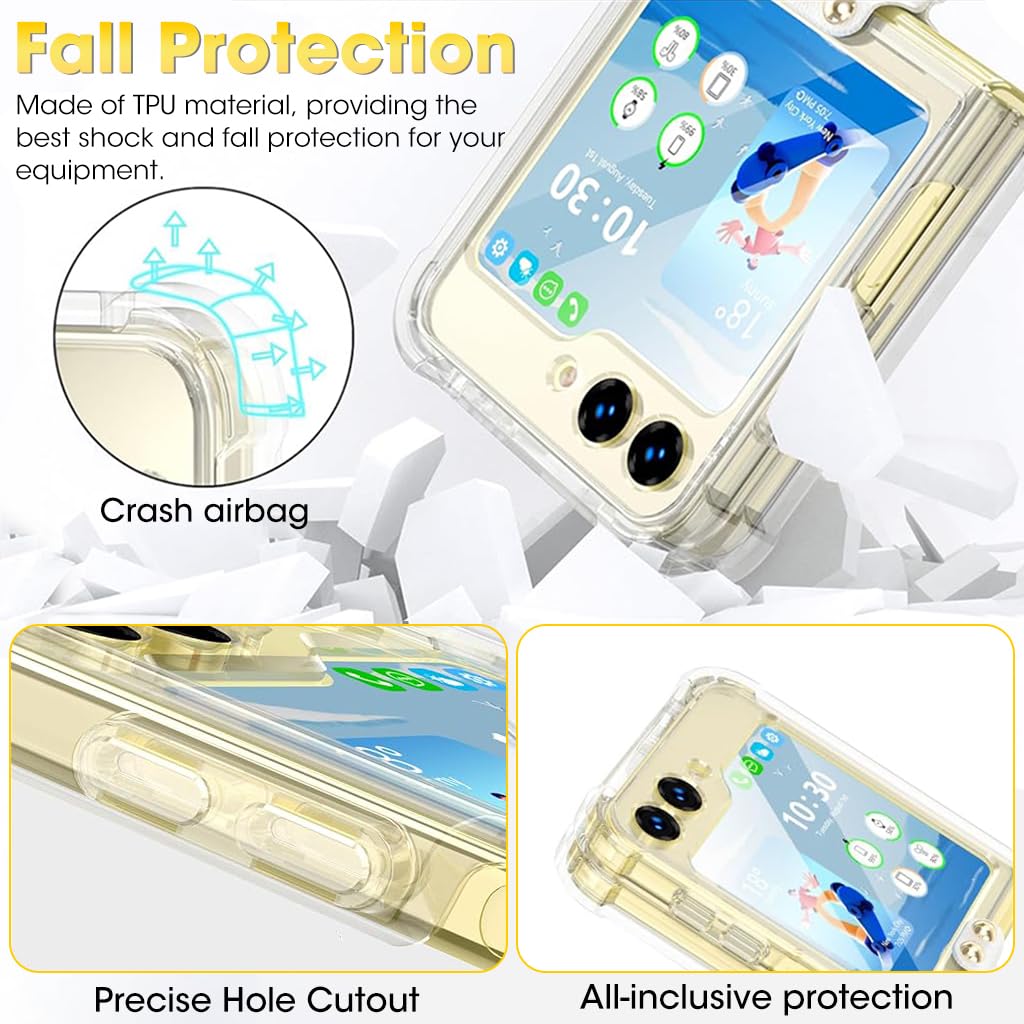 ZORBES Phone Case for Samsung Galaxy Z Flip 5 One Piece Phone Cover with Phone Grip Anti Scratch TPU Frame Phone Case Protection Case Cover for Samsung Galaxy Z Flip 5 5G Clear