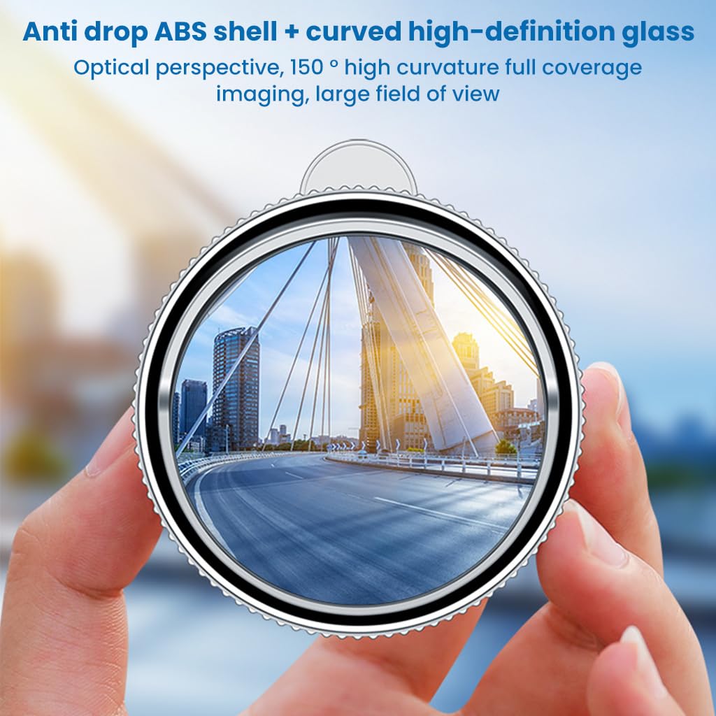 STHIRA 2Pcs Blind Spot Mirror for Car, 2 Inch Round HD Mirror Glass Convex Curved Rear View Wide Angle Side 360° Rotate Mirror Blindspot with Strong Suction Cup Mount for Universal Vehicles, Van, SUV, Trucks