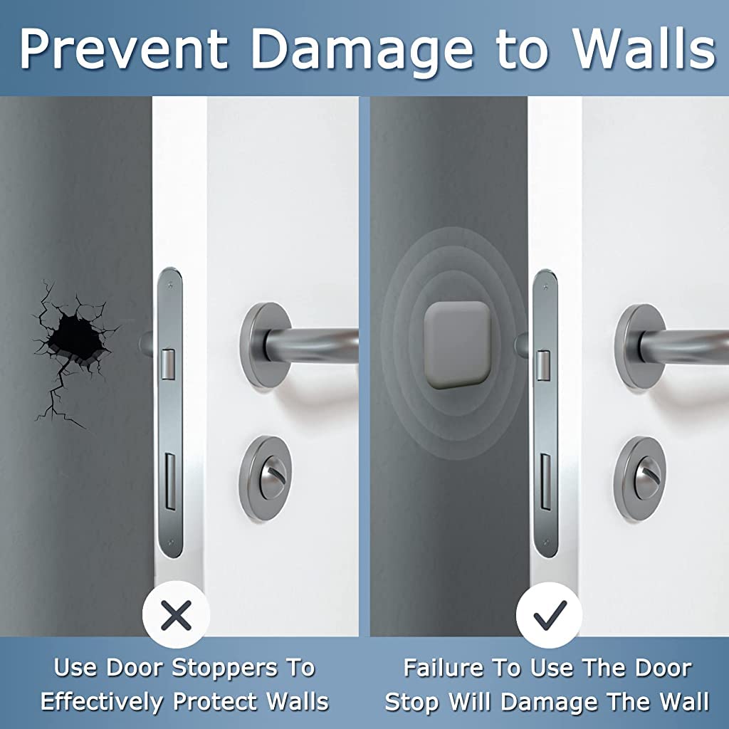 HASTHIP 4Pcs Door Wall Protectors, Self-Adhesive Rubber Stop from Door Knobs Rubber, Soft Reusable Rubber Wall Protectors Shield for Preventing Damage to Cabinet, Handle, Bed