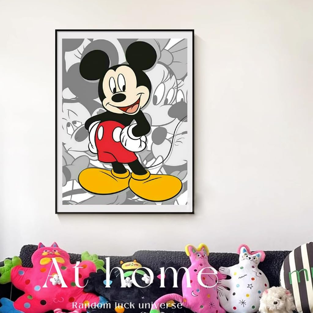 HASTHIP Diamond Painting Kit, 12x16inch Mickey Mouse Diamond Painting, 5D Diamond Painting Kit for Adults & Kids, Very Suitable for Home Leisure and Wall Decoration, Gift for Kids and Adults