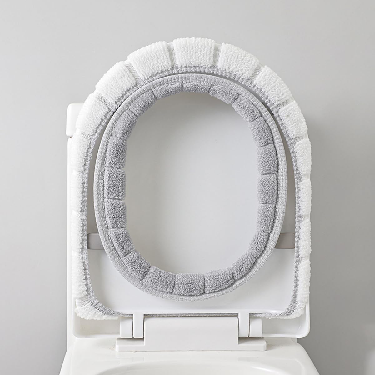 HASTHIP Toilet Seat Cover Soft Plush Winter Toilet Seat Cover with Loop Cute Bathroom Toilet Set Cover with Elastic Edge Universal Toilet Seat Cover