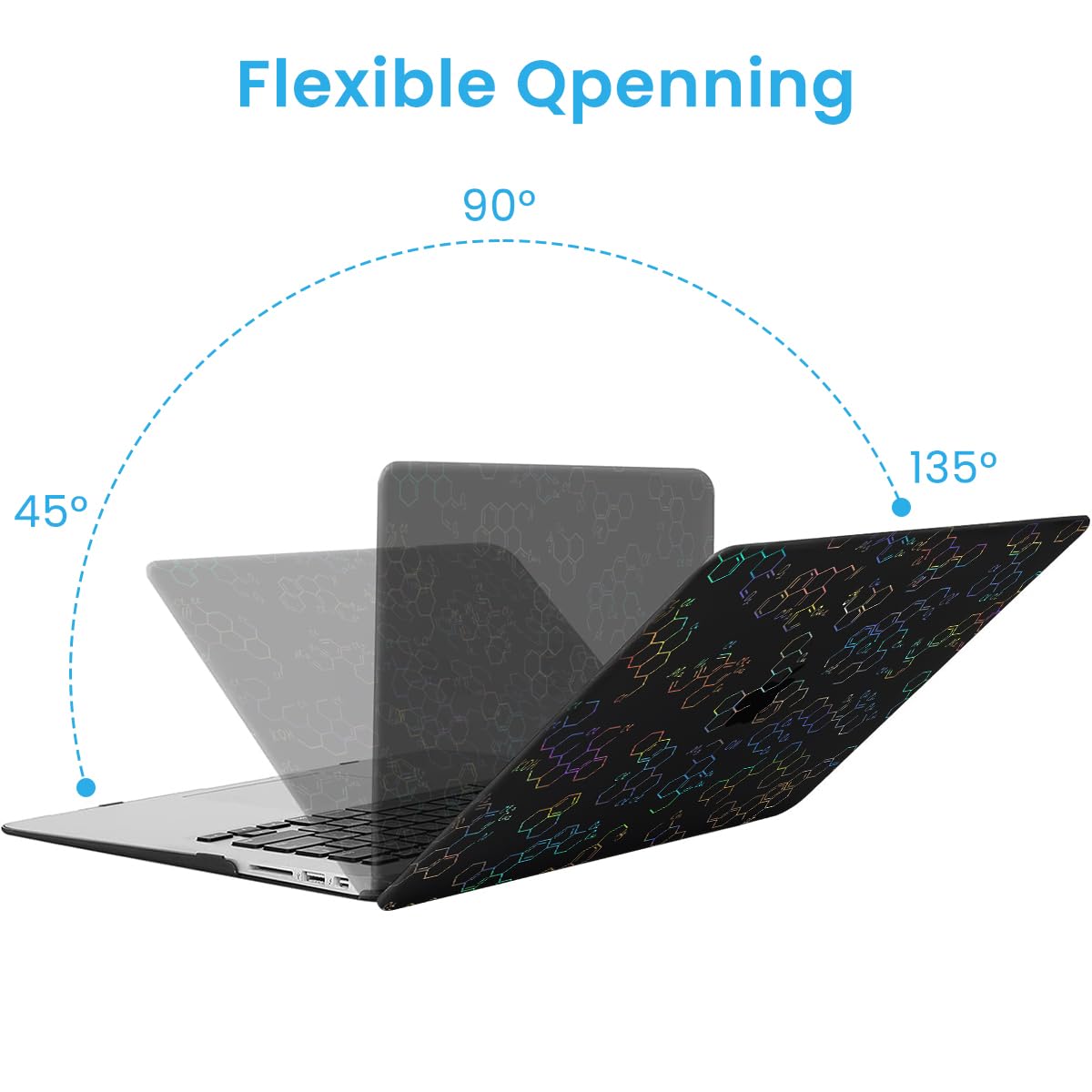 ZORBES Laptop Case for MacBook Air 13 Inch M1 2018-2021 Release A2337 / A2179 / A1932, Creative Color Molecular Structure Case Heat Dispassion Design Anti-slip Waterproof Laptop Protector Hard Case