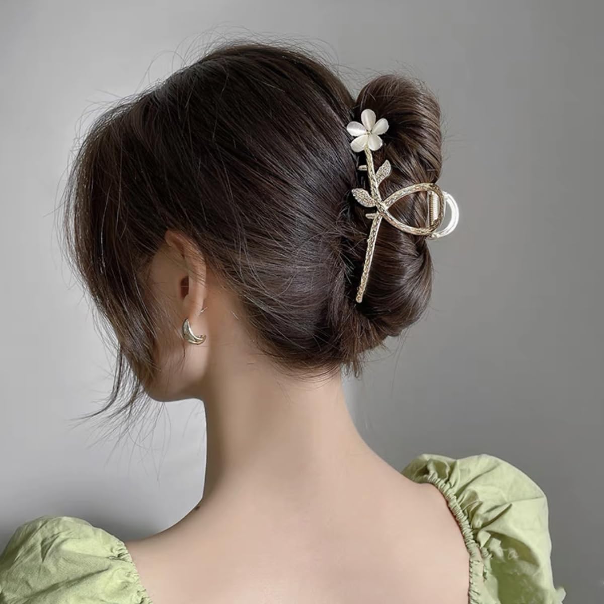 PALAY Hair Claw Clips for Women Large Flower Claw Clip for Hair Stylish Rhinestone Updo Hair Clip French Metal Hair Jaw Clips Strong Hold Hair Clamps