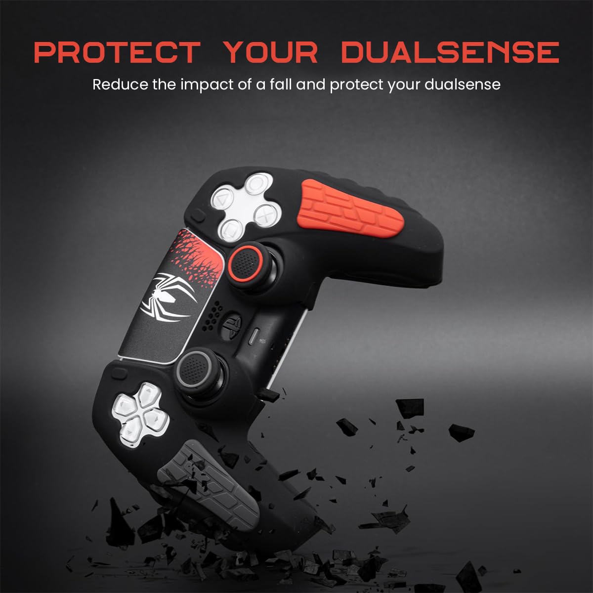 ZORBES PS5 Controller Cover Case, Anti-Slip Sweat Proof Silicone Cover Skin PS5 Controller Skin Cover for PS5 Dual Sense Controller with Thumb Grip Caps, Joystick Protectors and Cover Wrap Sticker