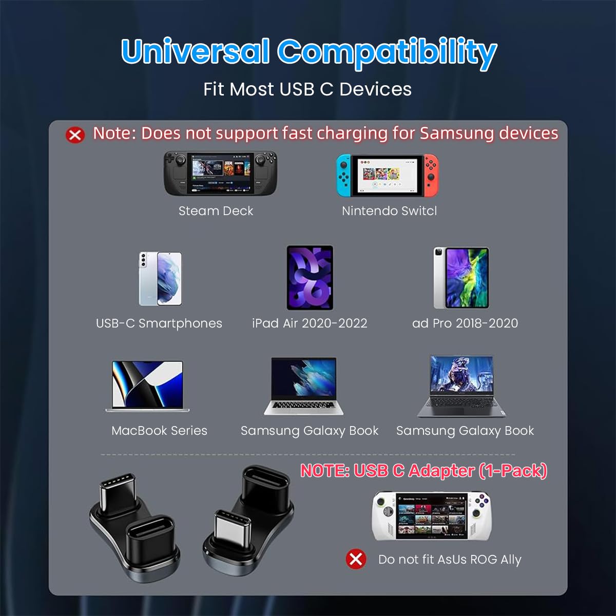 Verilux USB C Adapter, Type C Male to Type C Female Adapter 140W Fast Charging Type C Adapter Support 4K@60Hz & Data Sync USB C Adapter Compatible for Phone, MacBook Pro/Air, Steam Deck