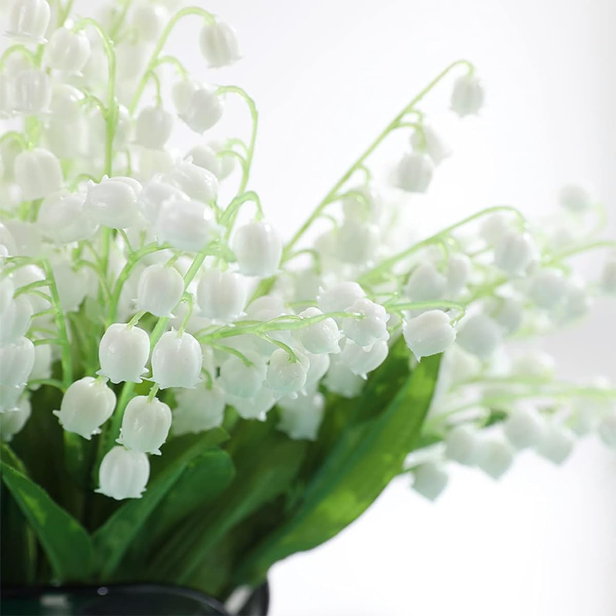 HASTHIP 6 Bundles Artificial Flowers, Lily of The Valley Flowers Plant Faux While Flowers Wind Chime Orchid Holding Bouquet Outdoor Bridal Wedding Bouquet for Home Garden Party Decoration