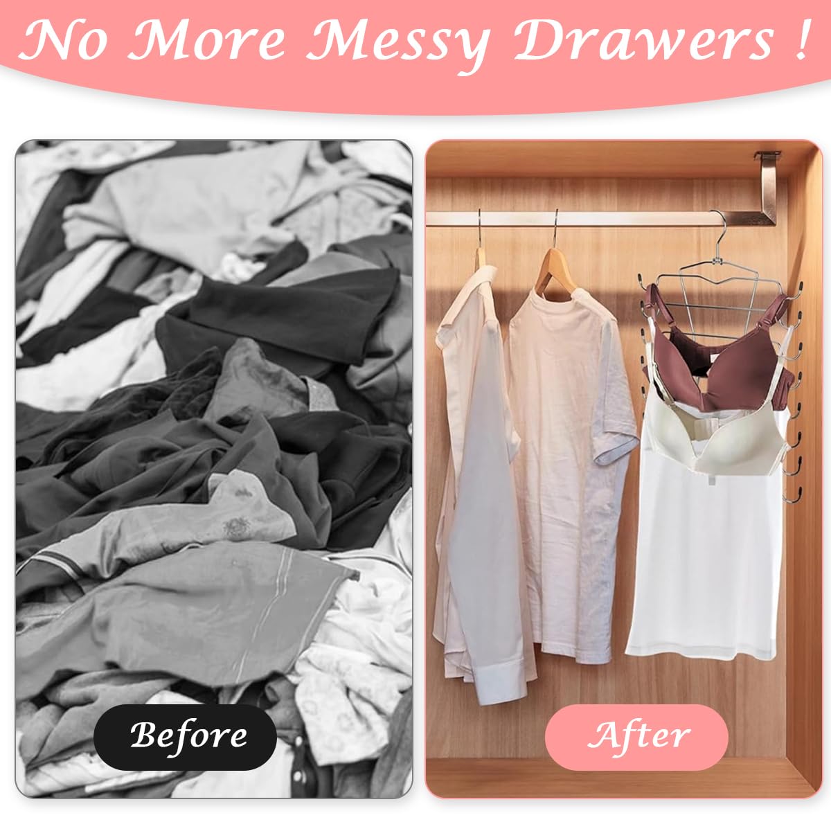 HASTHIP Bra Hanger Multi Bra Hanger Space Saving Wardrobe Sport Bra Hanger Organizer Tank-Top Wardrobe Hanger Wardrobe Organizer Stainless Steel Multi Bra Hanger