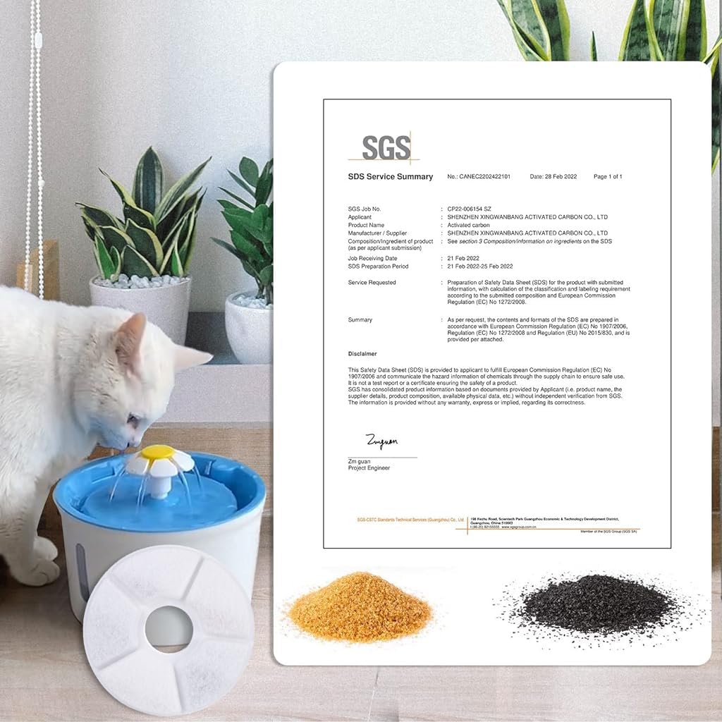 Qpets 4Pcs Cat Fountains Filter Element, Circular Non-Woven Cat Water Dispenser Filter Element Filter for Cat Fountain Filters, Activated Carbon Filter Element with Triple Filtration System