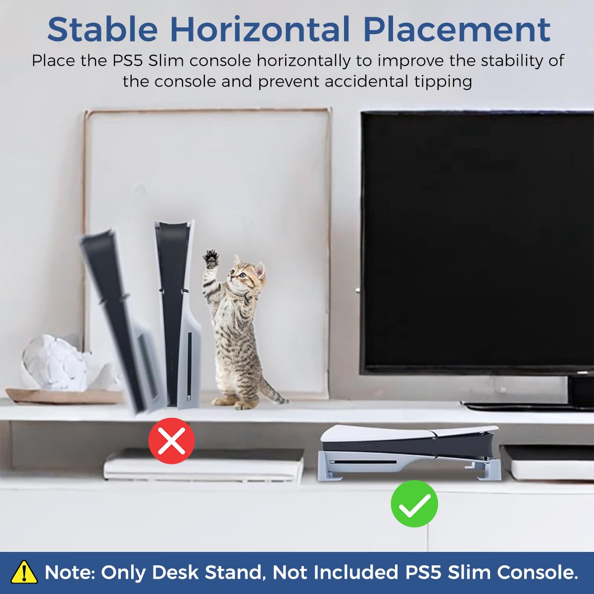 ZORBES Desk Stand for PS5 Slim Console, Horizontal Stand for PS5 Slim Console, Anti-Slip Base Stand Accessories for Playstation 5 Slim Digital & Ultra-HD Edition Console, No PS5 Slim Digital Console Included