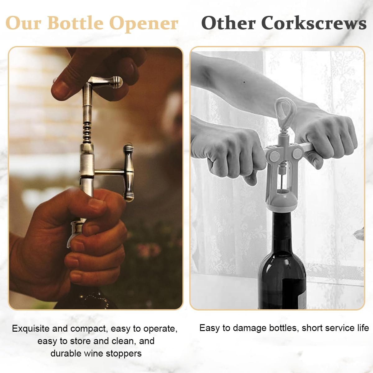 HASTHIP Wine Bottle Opener, Retro Zinc Alloy Wine Bottle Corkscrew Hand Cork Puller Bar Tool with Sturdy Lever Arms Creative Wine Opener for Home Bar Restaurant