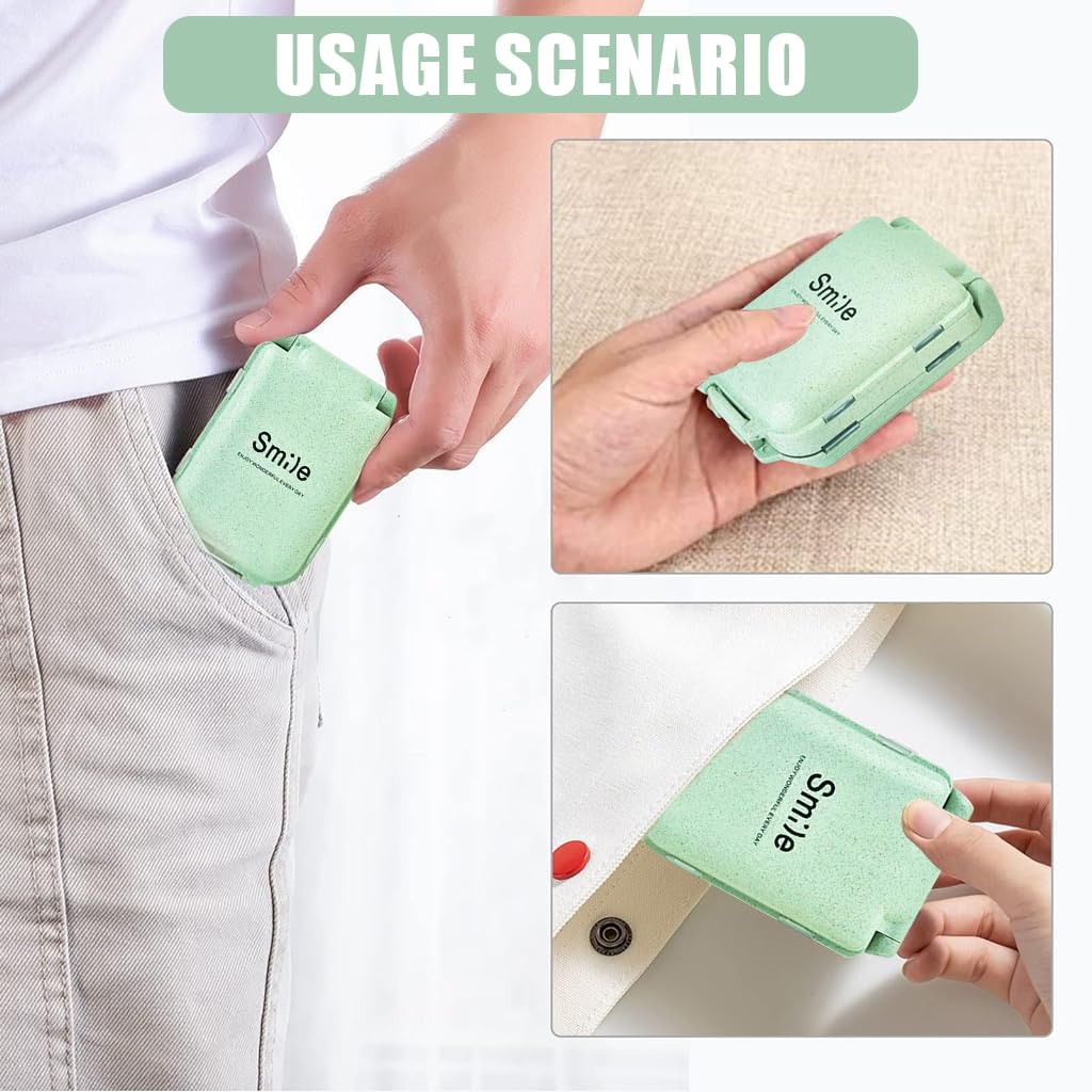 HANNEA Pill Organizer Box, Folding Design Weekly Pill Case Organizer with 8 Compartments, Portable Travel Pill Box for Pocket Purse Medicine Vitamin Holder Container