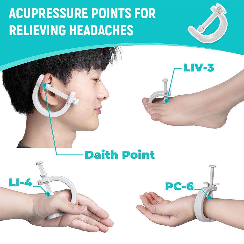 HANNEA Acupressure Press Clip Adjustable Acupressure Press Clip Acupressure Stimulator for Hands, Wrist, Foot Portable Travel Acupressure Press Clip for Pain Relief, Stress and Anxiety Reduction