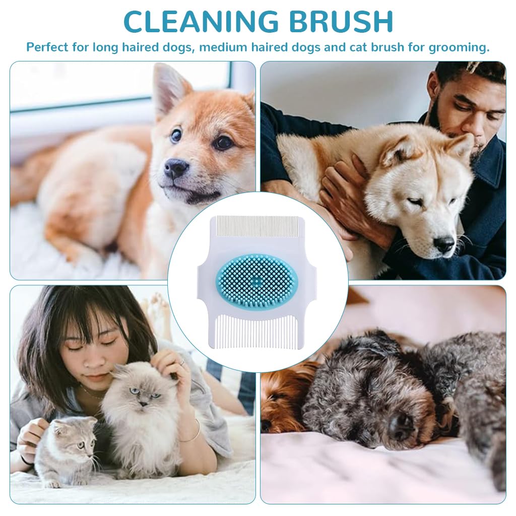Qpets Cats Grooming Brush, Multi in One Grooming Brush for Cat Dual Head Grooming Brush Deshedding Hair Brush Cat Bathing Brush