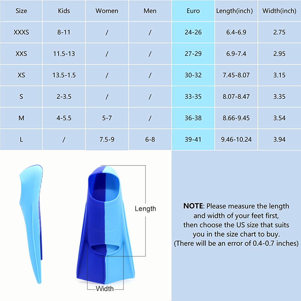 Proberos Swimming Fins, Swimming Fins for Teens Adult Silicone Swimming Fins for Freestyle and Backstroke Training Swimming Class