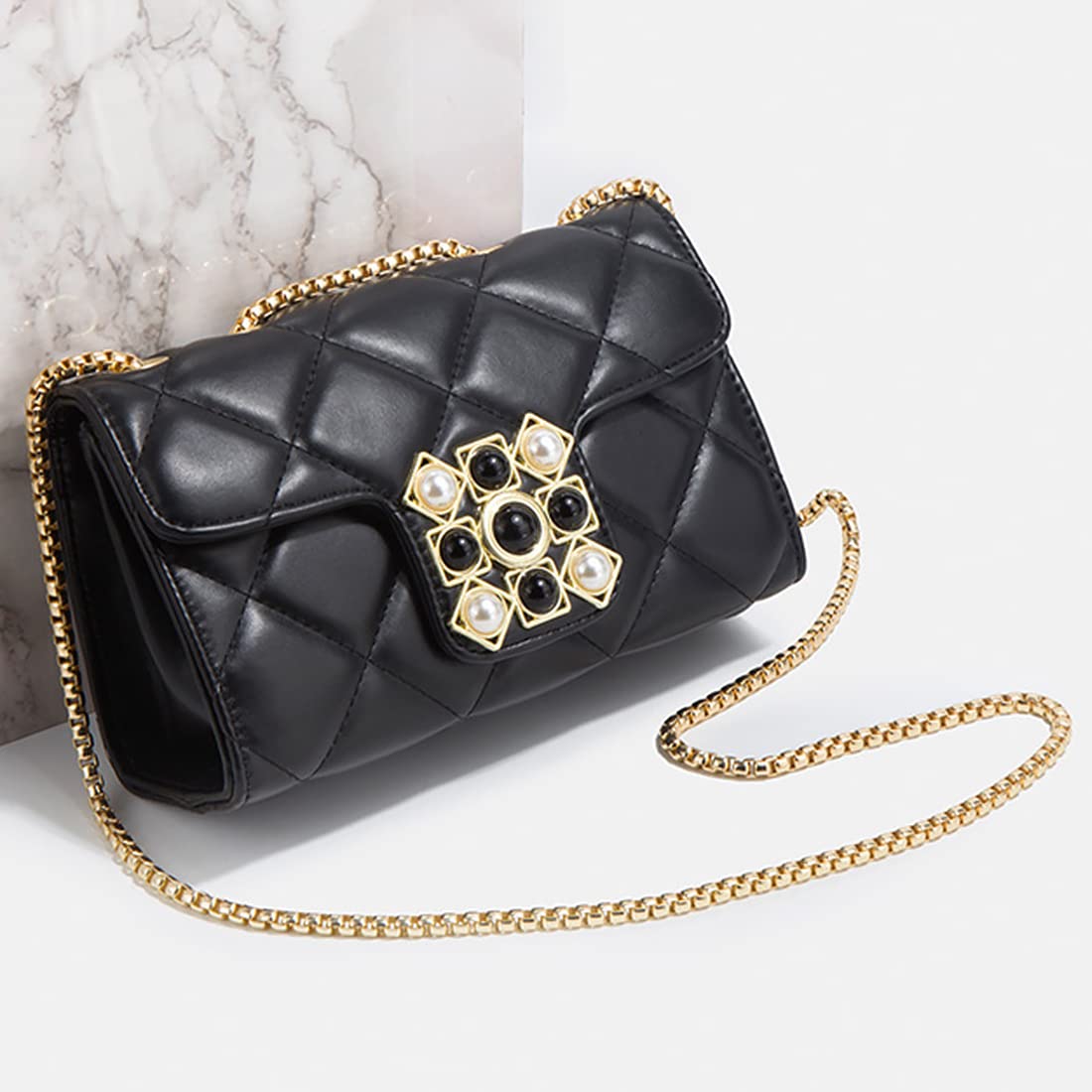 PALAY Small Sling Bags For Women PU Leather Tote Handbag with chain for Girls Ladies Purses Classic Tote Crossbody Bag for Girls