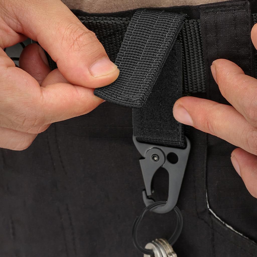 Optifit 2Pcs Tactical Keychain for Belt, Backpack, Camping Gear Gadget, Portable Accessory Holder with Quick Release Buckle for Gloves, Keys, Survival Kit, Rope, Belt Keepers with Tactical Gear Clip