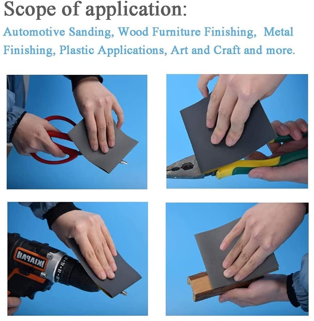 HASTHIP® 36PCS Sanding Paper Set Upgraded Dry Wet Waterproof Sandpaper for Surface Wood Furniture Automotive Polishing 9×3.6inch