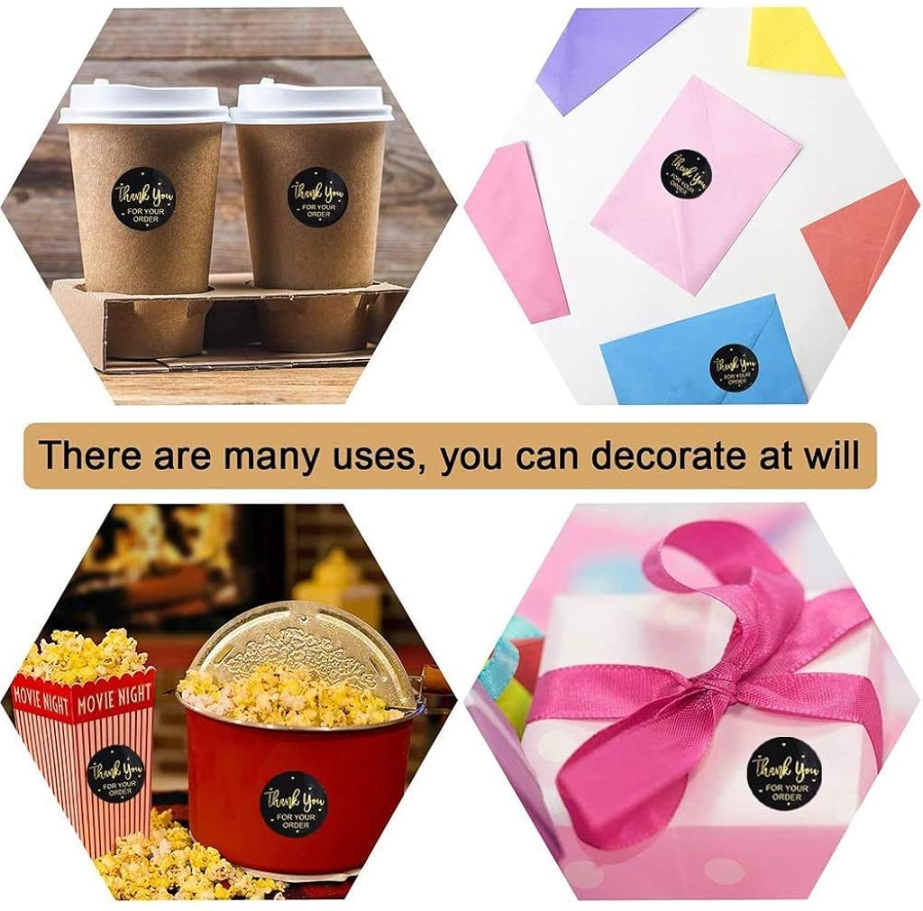 HASTHIP® Pretty Round Floral Thank You Paper Self-Adhesive Stickers for Cloth Seal Label Handmade Envelope Stationery Multicolour 1500PCS 40mm