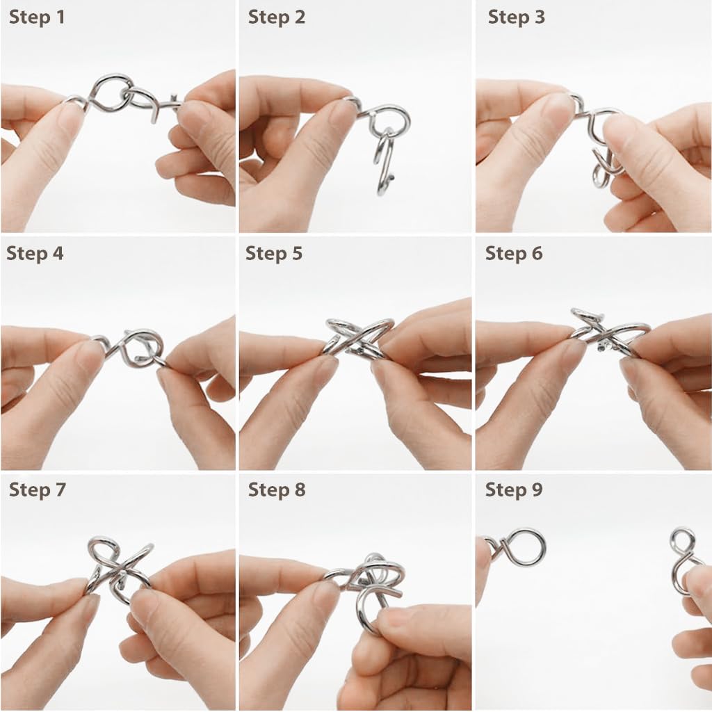 PATPAT 18Pcs Brain Teasers Metal Wire Puzzle Game for Kids, IQ Tester, Brain Games Brain Improvement Device for Kids Adults, Fidget Toys Educational Toys, Disentanglement Puzzle for Adults