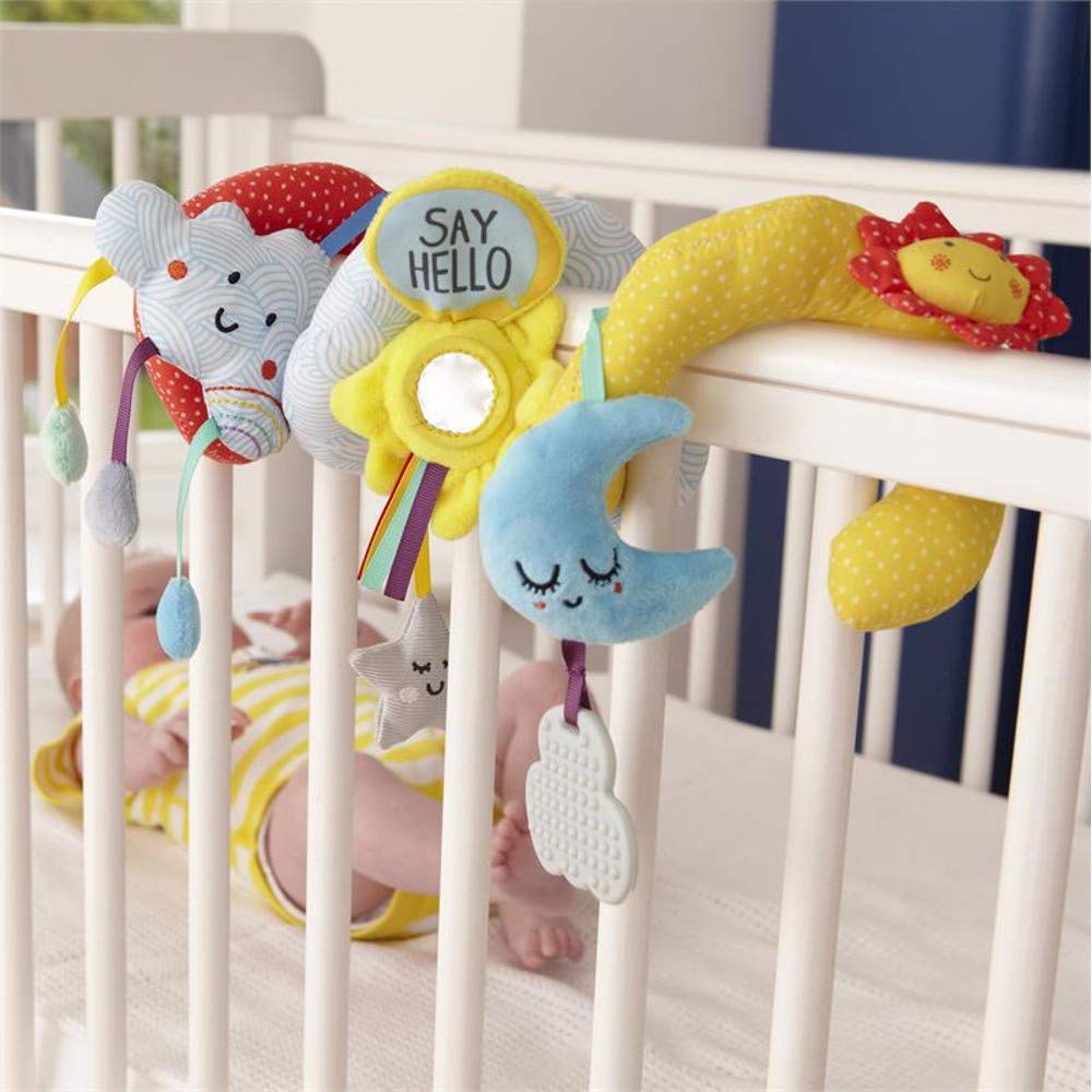 SNOWIE SOFT Activity Spiral Stroller, Bed Hanging, Baby Car Seat Pram Toy with Mirror for 0 to 12 Months Baby Boys and Baby Girls (Stars, Multicolour)