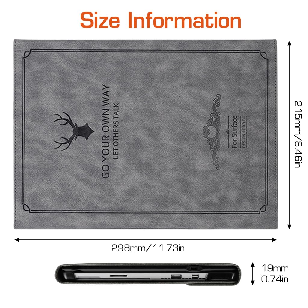 ZORBES Tablet Cover for Surface Pro 9 Protective Surface Pro 9 PU Leather Case 2 in 1 Surface Pro 9 Table Case with Anti-Slip Lining & Stylus Pen Desing Fashion Embossing Cover for Surface Pro 9
