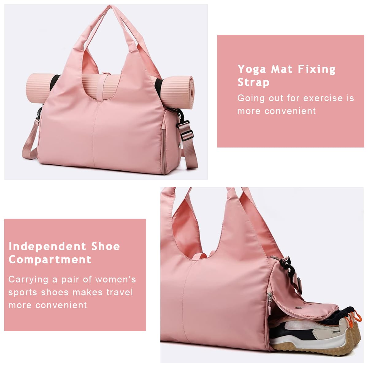 PALAY Women's Travel Duffle Yoga Bag Large Carry Bag with Shoe Compartment & Wet Compartment Travel Bag Men's Gym Sports Gym Bag for Yoga Mats & Yoga