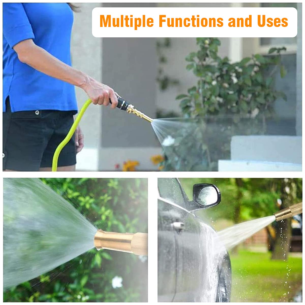 HASTHIP Brass Water Spray Gun Car Wash Nozzle, High Pressure Nozzle Spray Water Gun, Water Jet Hose Nozzles, Suitable for 1/2