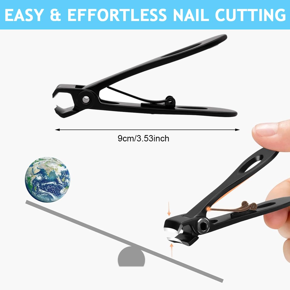 MAYCREATE Thick Nail Clipper Heavy Duty Stainless Steel Nail Clipper with Storage Case Anti Splash Nail Clipper Nail Cutter for Thick Nail Toeail Clipper Portable Nail Clipper, Black