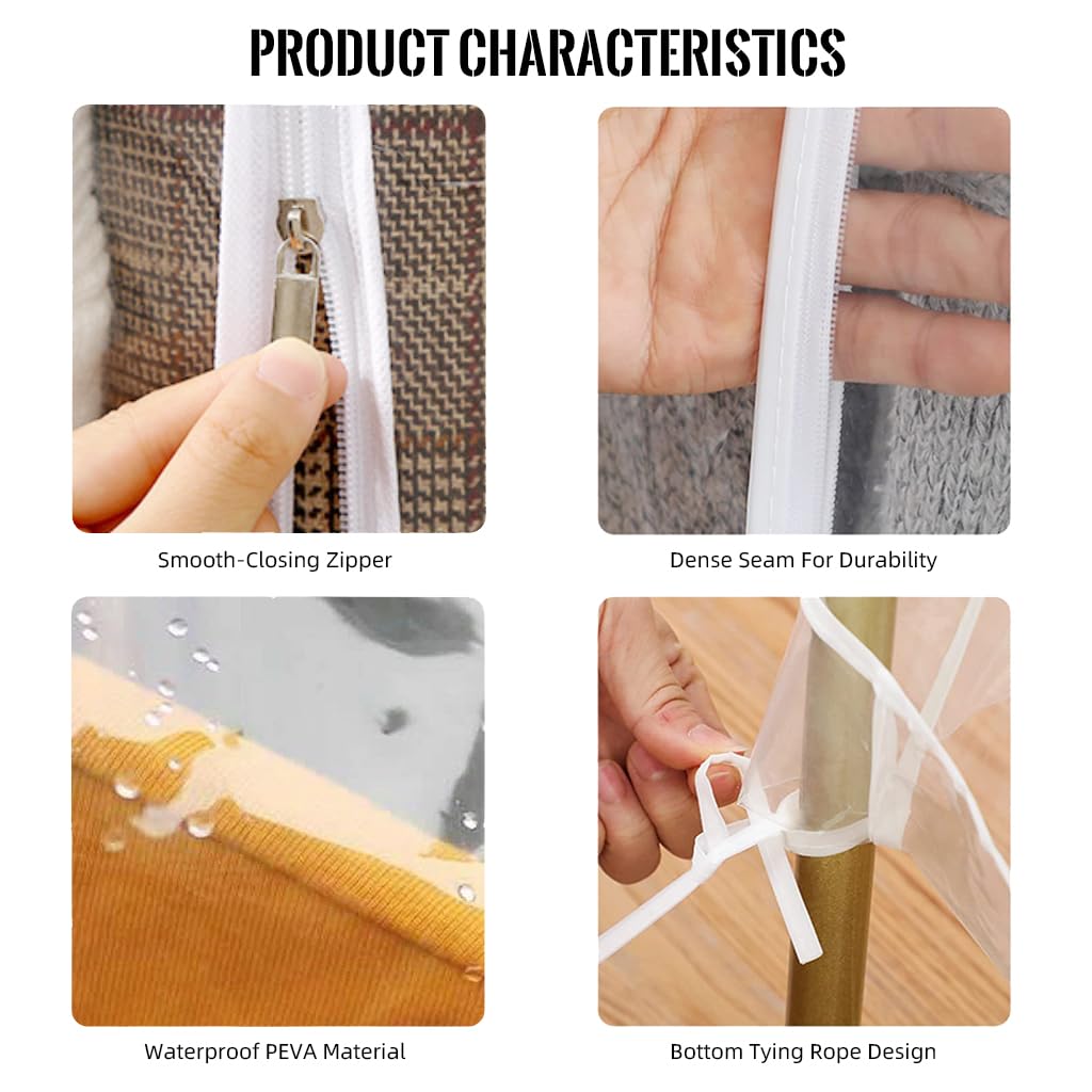 HASTHIP Clear Garment Rack Cover, Transparent PEVA Clothes Rack Cover with Zipper, Clothing Dustproof & Waterproof Protector Cover, 110x50x150cm