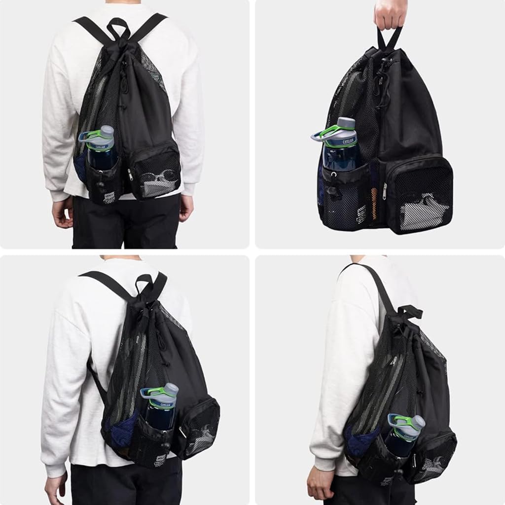 Proberos Drawstring Bag for Teens Men Women Gym Sports with Multi Pocket, Large Capacity Waterproof Drawstring Backpack for Swimming Hiking Outdoor Sports