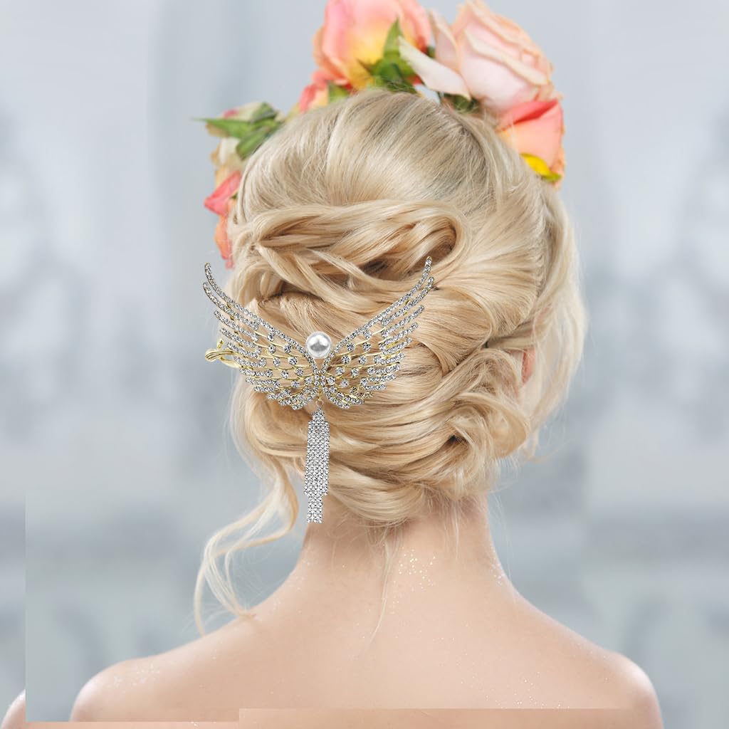 PALAY 2 PACK Wing Rhinestone Hair Claw Clips
