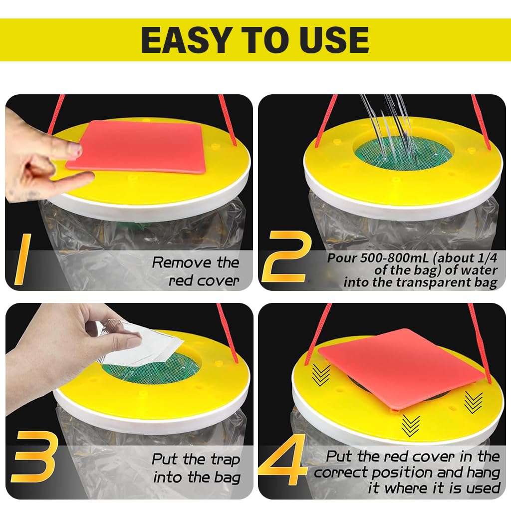 HASTHIP 2Pcs Disposable Fly Catcher Bag for Insects, Whiteflies, Aphids, Leaf Minor, Thriphs, Non-chemical Safe Fly Trap Bag for Fruit Tree Kitchen, Hangable Fly Trap for Insect in Garden & Farm