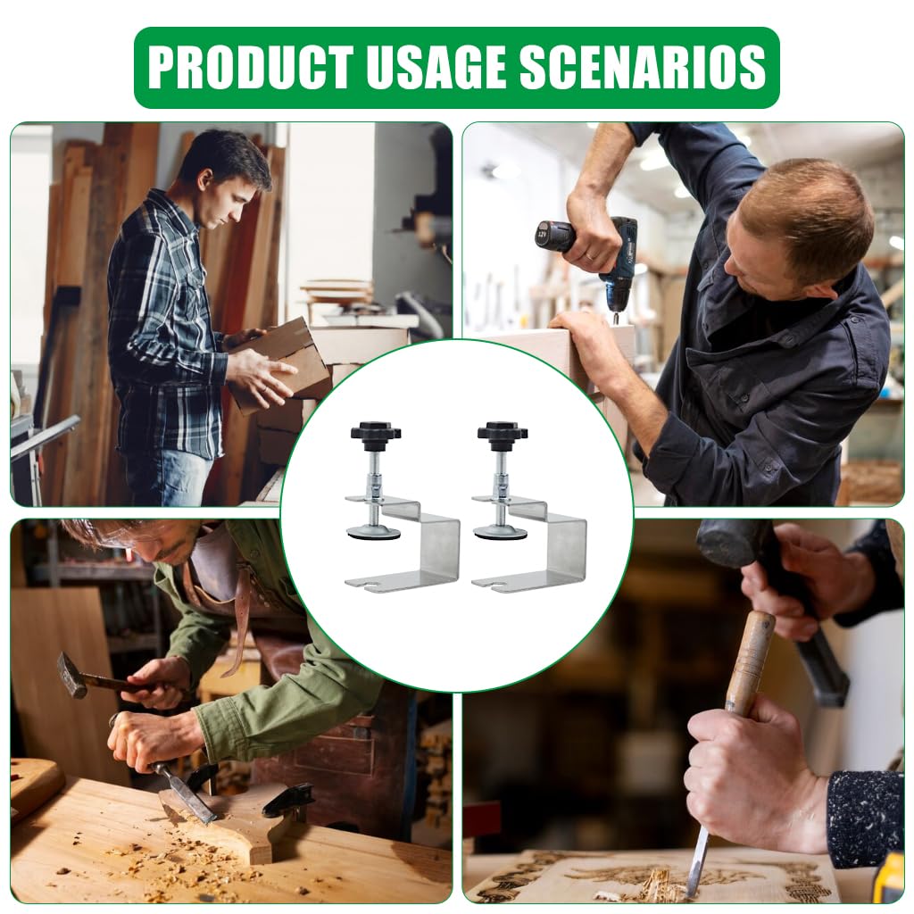 Serplex 2PCS Woodwork Clamps Stainless Steel C Shaped Clamps Wooden Panel Holder Clamp Screw Fixing C-Clamps for Woodworking, Metalworking, DIY Craft, Drilling, Punching, Drawer Door Installation