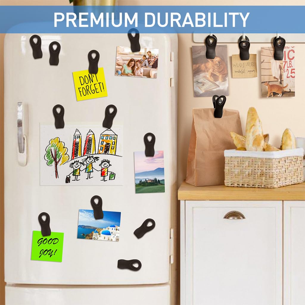 HASTHIP 6Pcs Magnetic Clips Utility Magnetic Food Bag Clips Office Kitchen Multi-purpose Magnetic Spring-loaded Clips Plastic Refrigerator Magnetic Organizer Clips Whiteboard Paper Holder Clips