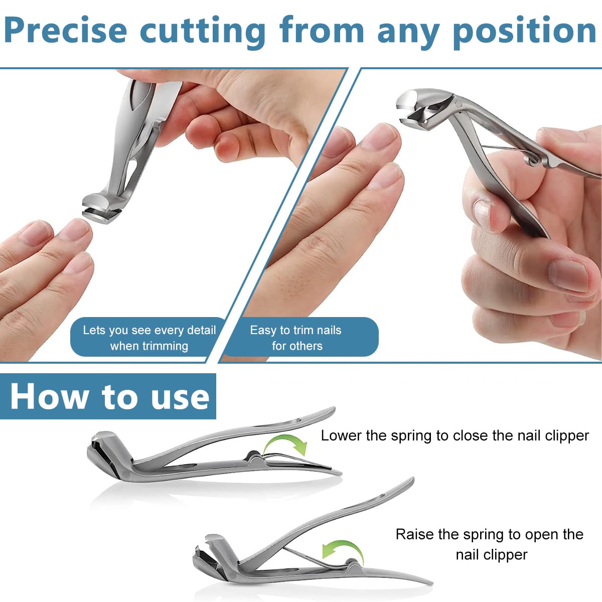 MAYCREATE Nail Cutter for Men Heavy Duty Stainless Steel Nail Clipper with Catcher Anti Splash Nail Clipper Nail Clipper for Men Toe Nail Cutters