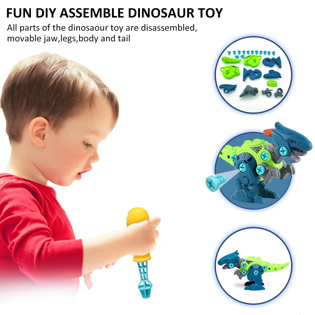 PATPAT Dinosaur Toys for Kids STEM Construction Building Toys for Kids,Dinosaur Toy with Toy Screwdriver Dinosaur Egg Assembling Building Block Toy Birthday Gifts for 4-8 Year Old Boys Girls (Blue)